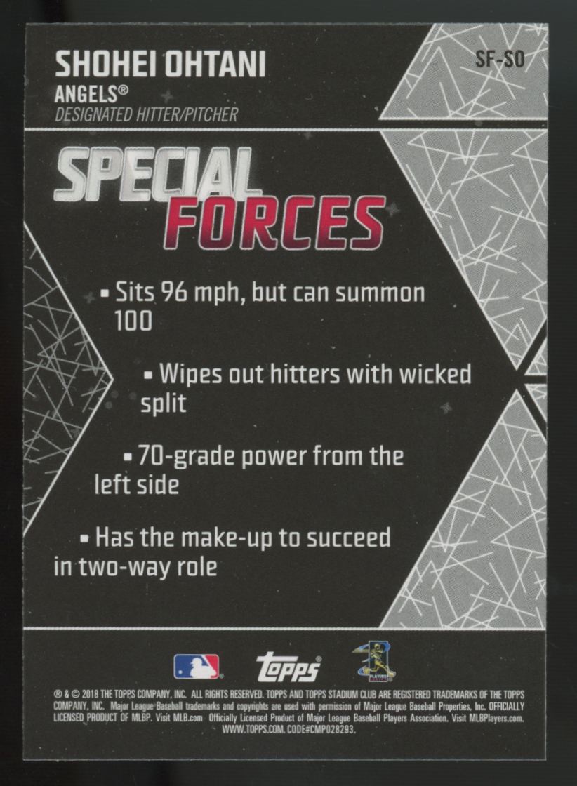 2018 Topps Stadium Club Shohei Ohtani RC Special Forces #SF-SO