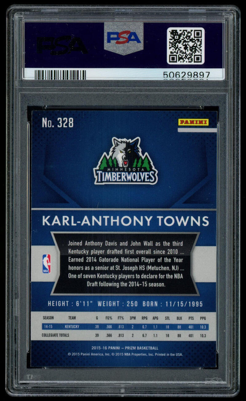 SOLD 12761 2015 Panini Prizm Karl-Anthony Towns RC #328 PSA 10 GEM MT