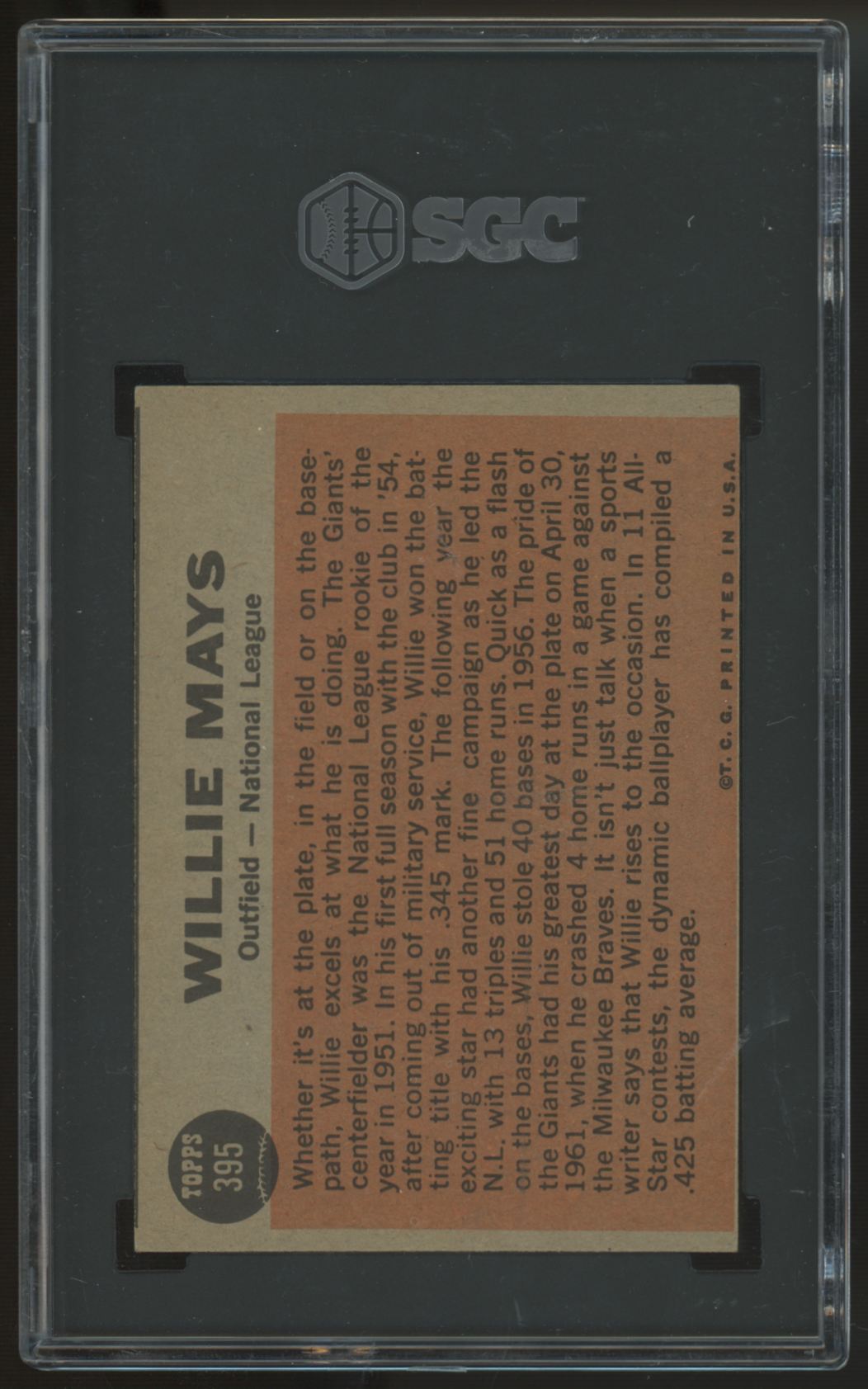 1962 Topps Willie Mays All-Star #395 SGC 4.5 *616