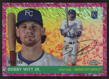 2025 Topps Chrome Platinum Bobby Witt Jr. Toile Cream/Fuchsia Shimmer /100
