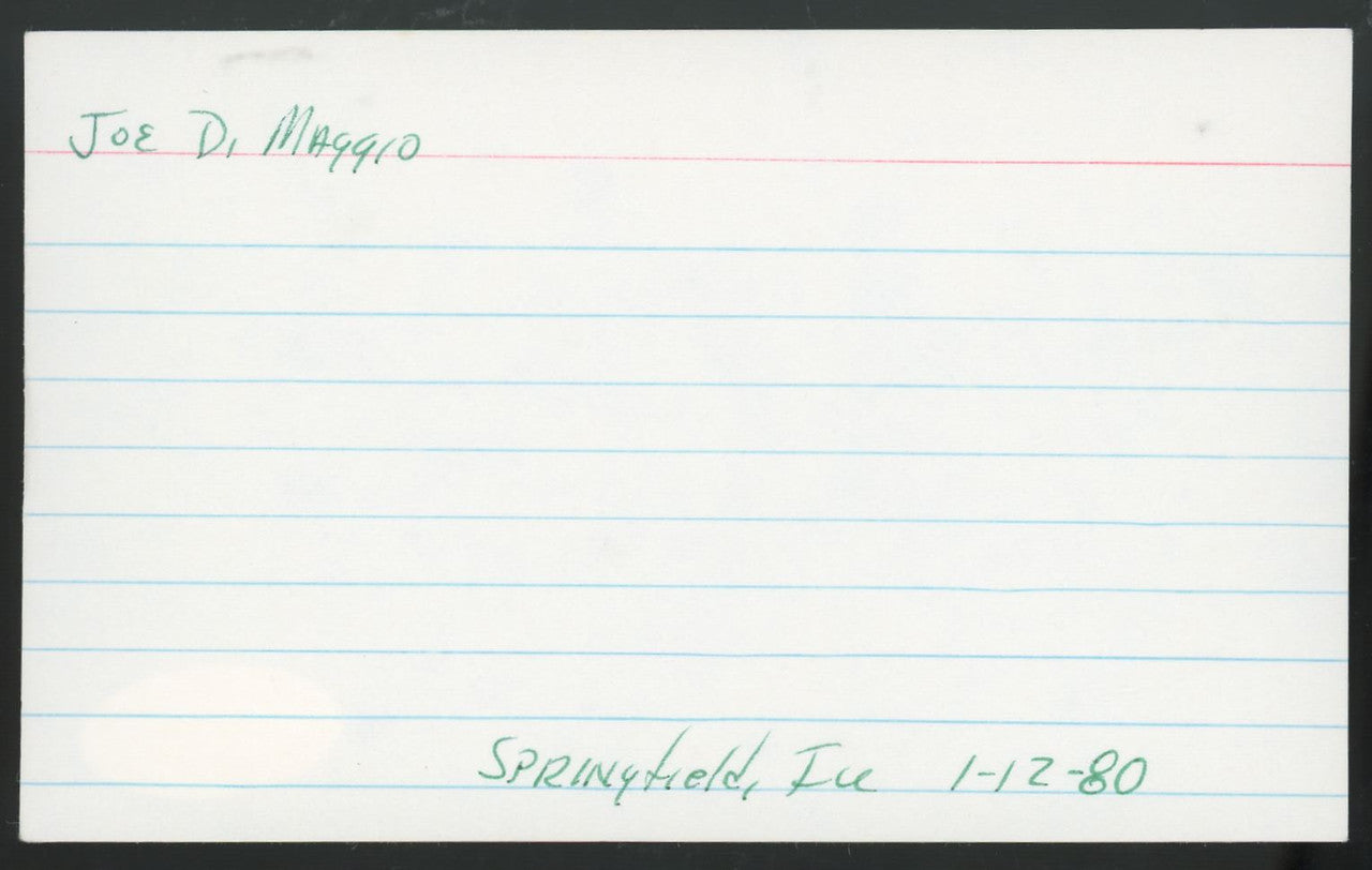 Joe DiMaggio Signed Autographed Index Card JSA YY63454