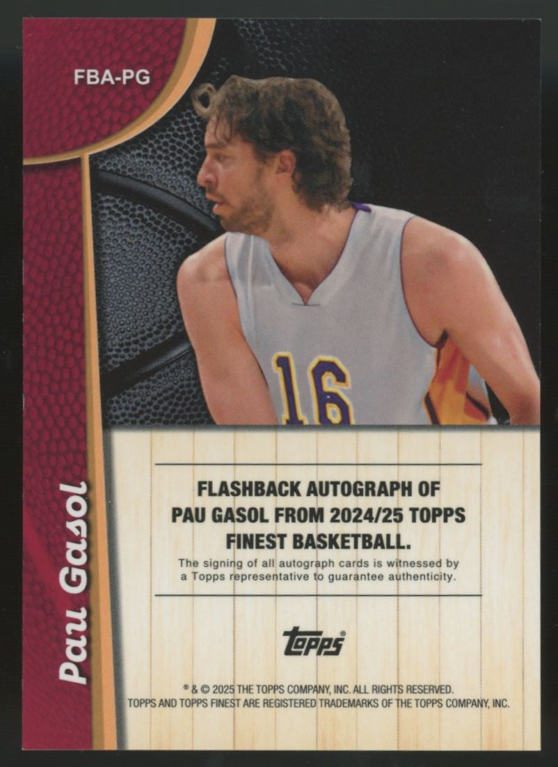 2024-25 Topps Finest Pau Gasol Flashback Gold Auto /50 #FBA-PG