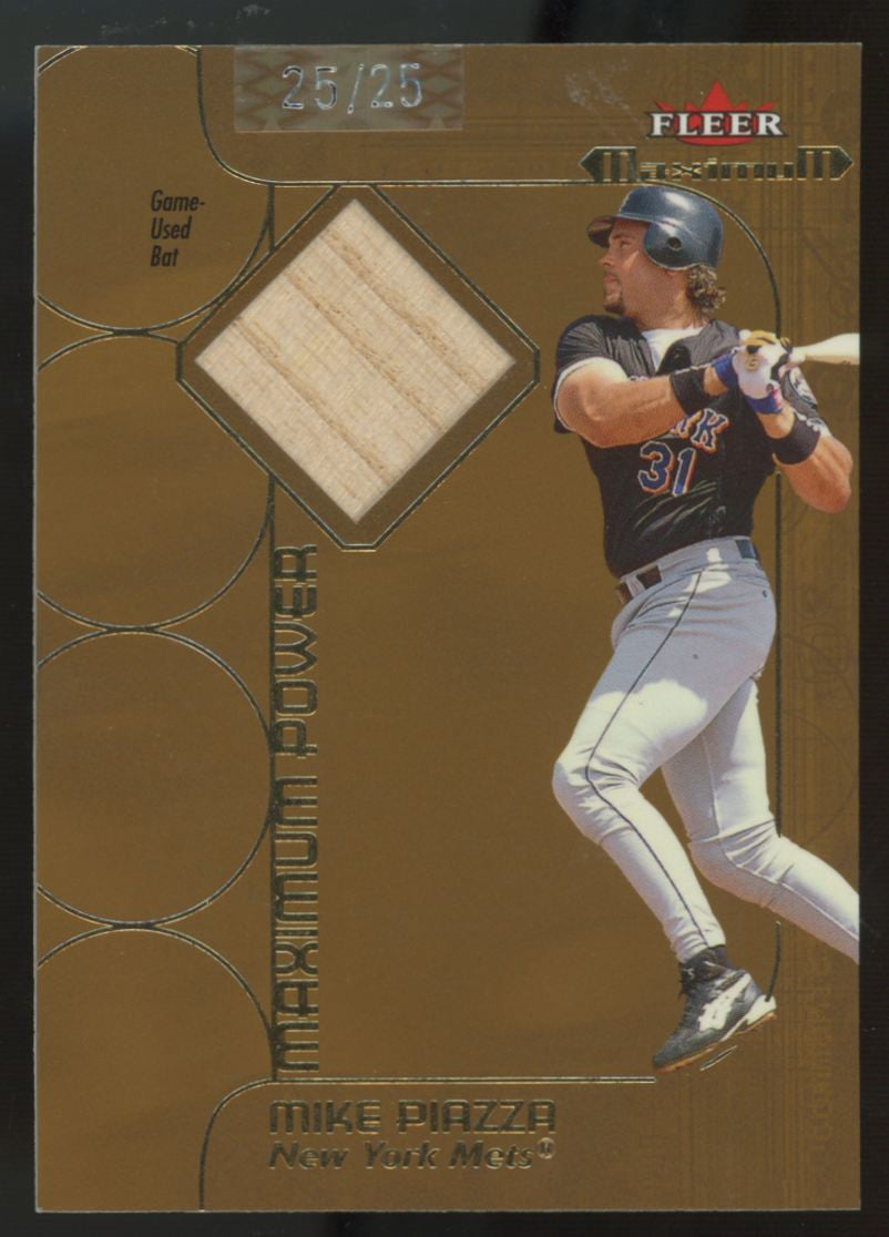 2002 Fleer Maximum Mike Piazza Gold Power Bat Patch /25