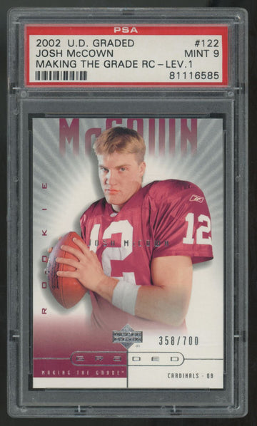2002 Upper Deck Graded Josh McCown RC Making The Grade Level 1 /700 #122 PSA 9