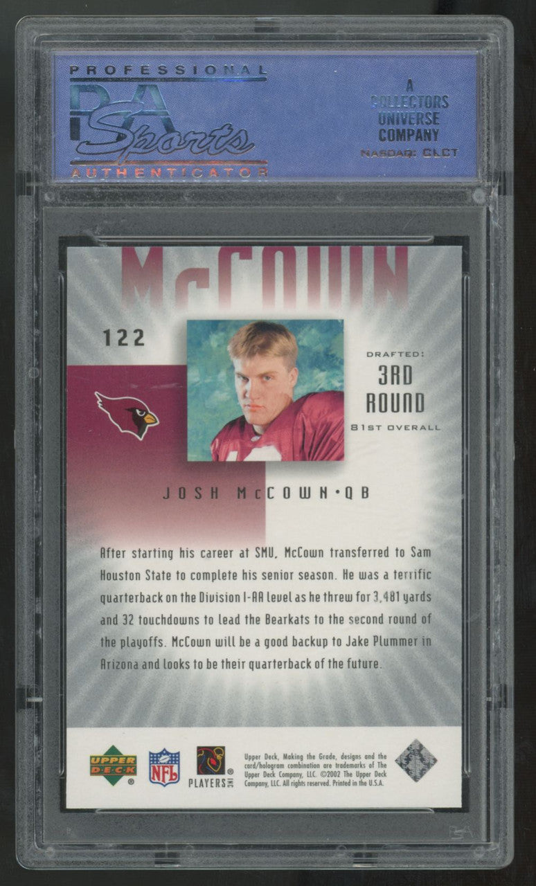 2002 Upper Deck Graded Josh McCown RC Making The Grade Level 1 /700 #122 PSA 9