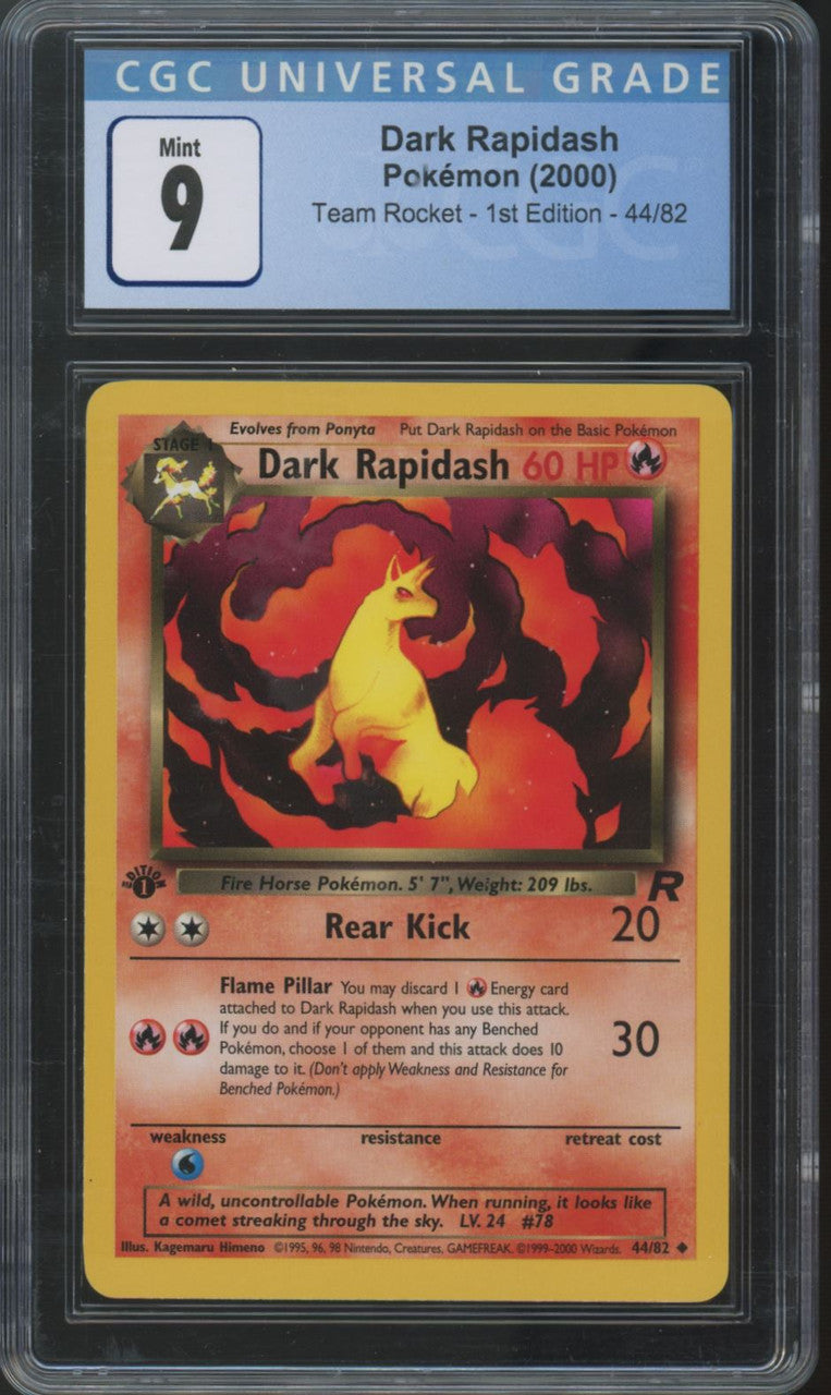 2000 Pokemon Dark Rapidash Team Rocket 1st Edition #44 CGC 9