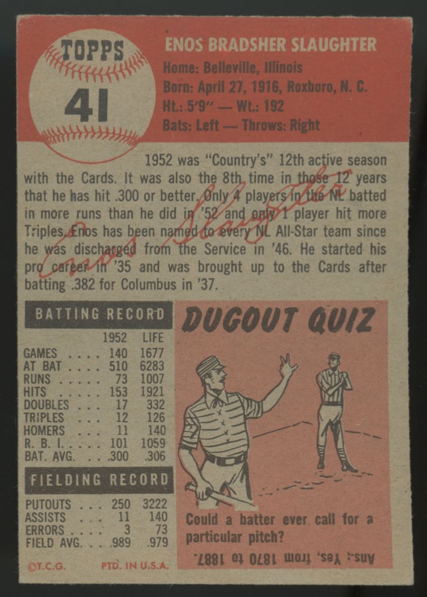 1953 Topps Enos Slaughter #41 EX