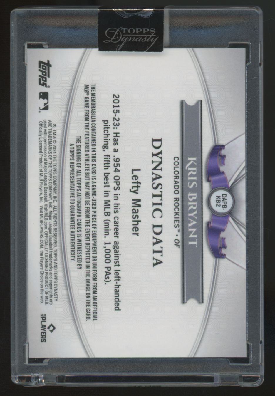 2024 Topps Dynasty Kris Bryant Vertical Silver Patch Auto /5 #DAPB-KB2