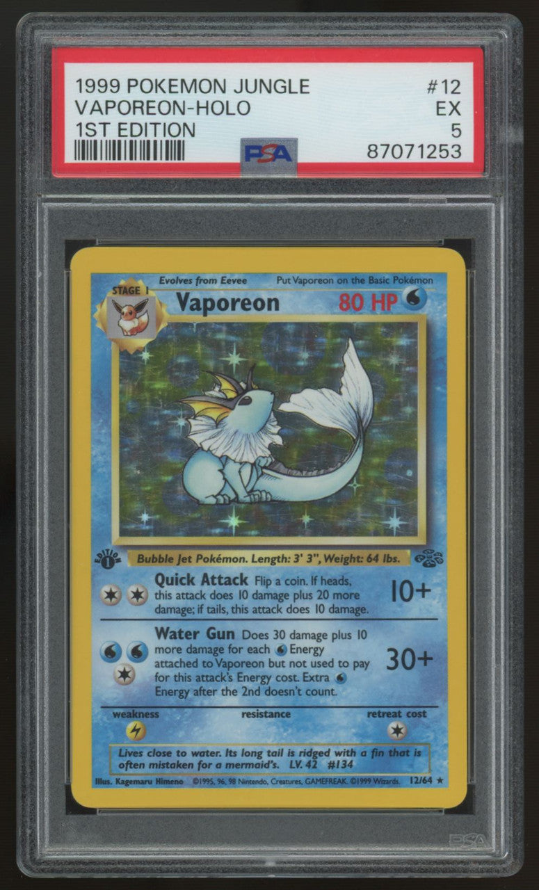 1999 Pokemon Vaporeon 1st Edition Jungle Holo #12 PSA 5
