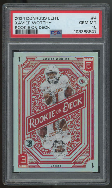 2024 Donruss Elite Xavier Worthy Rookie On Deck #4 PSA 10