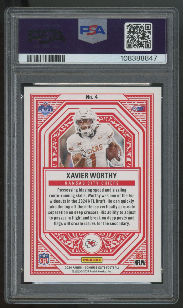 2024 Donruss Elite Xavier Worthy Rookie On Deck #4 PSA 10