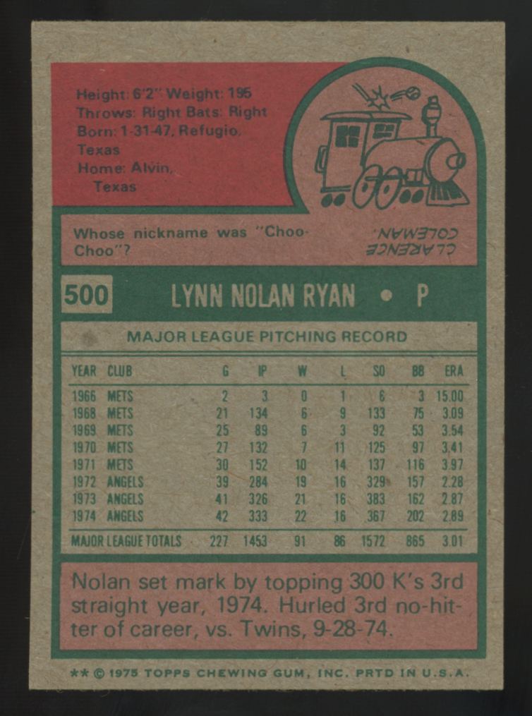 1975 Topps Mini Nolan Ryan #500 EX/MT