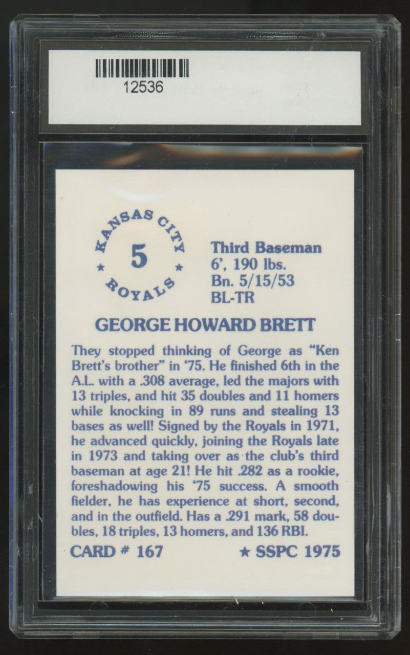 1975 SSPC George Brett RC #167 Capitol Grading 10