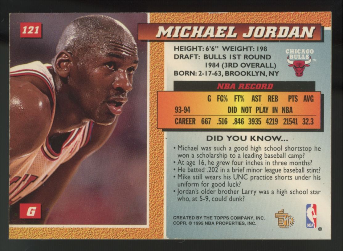 1994-95 Topps Embossed Michael Jordan Golden Idols #121