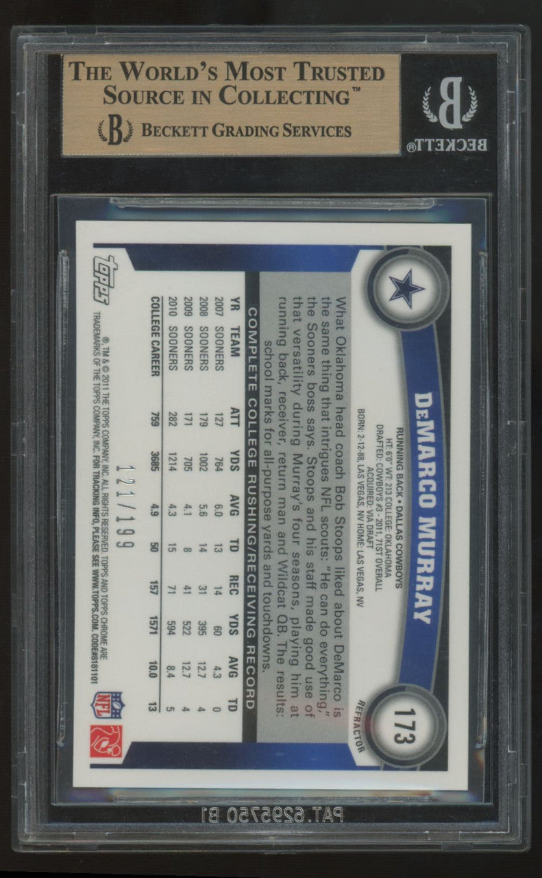 2011 Topps Chrome DeMarco Murray RC Blue Refractor /199 #173 BGS 9.5