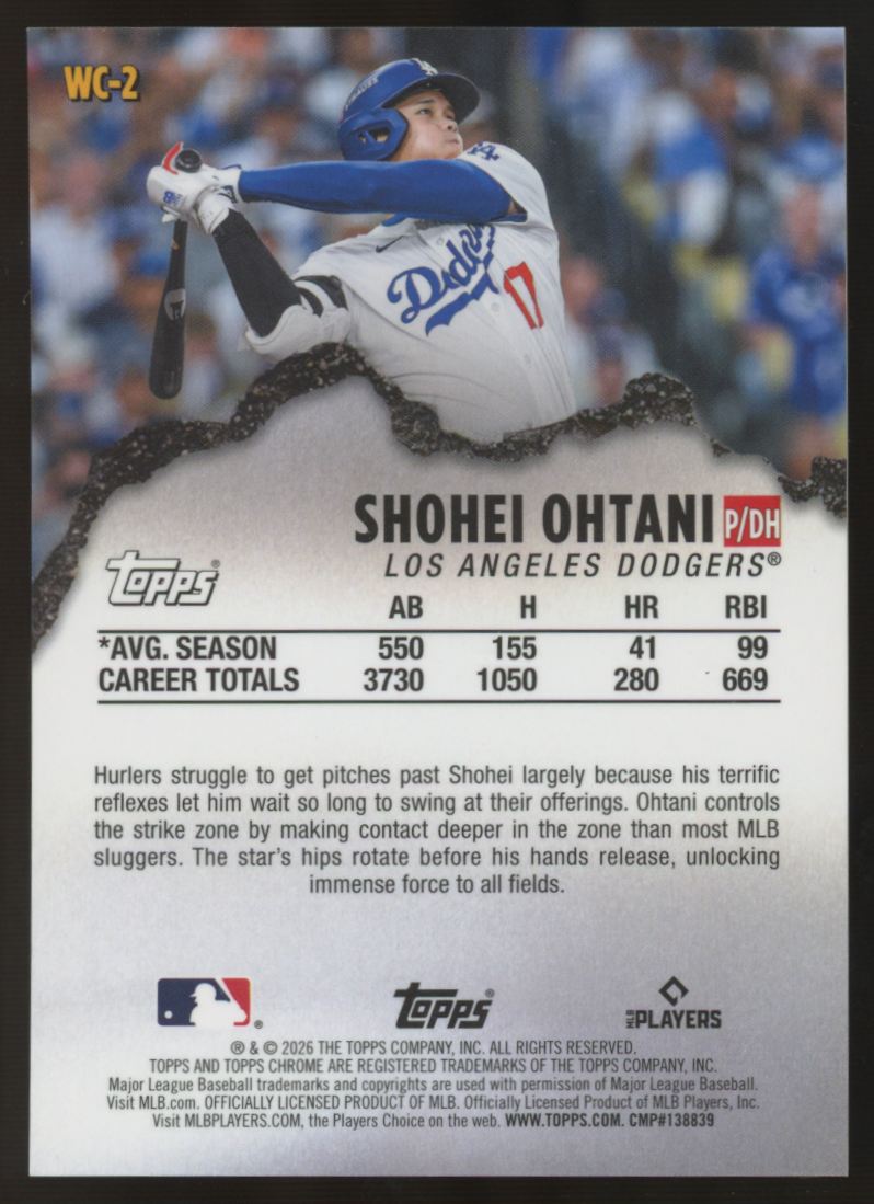 2026 Topps Chrome Shohei Ohtani Wrecking Crew Red Wave Refractor /5 #WC-2
