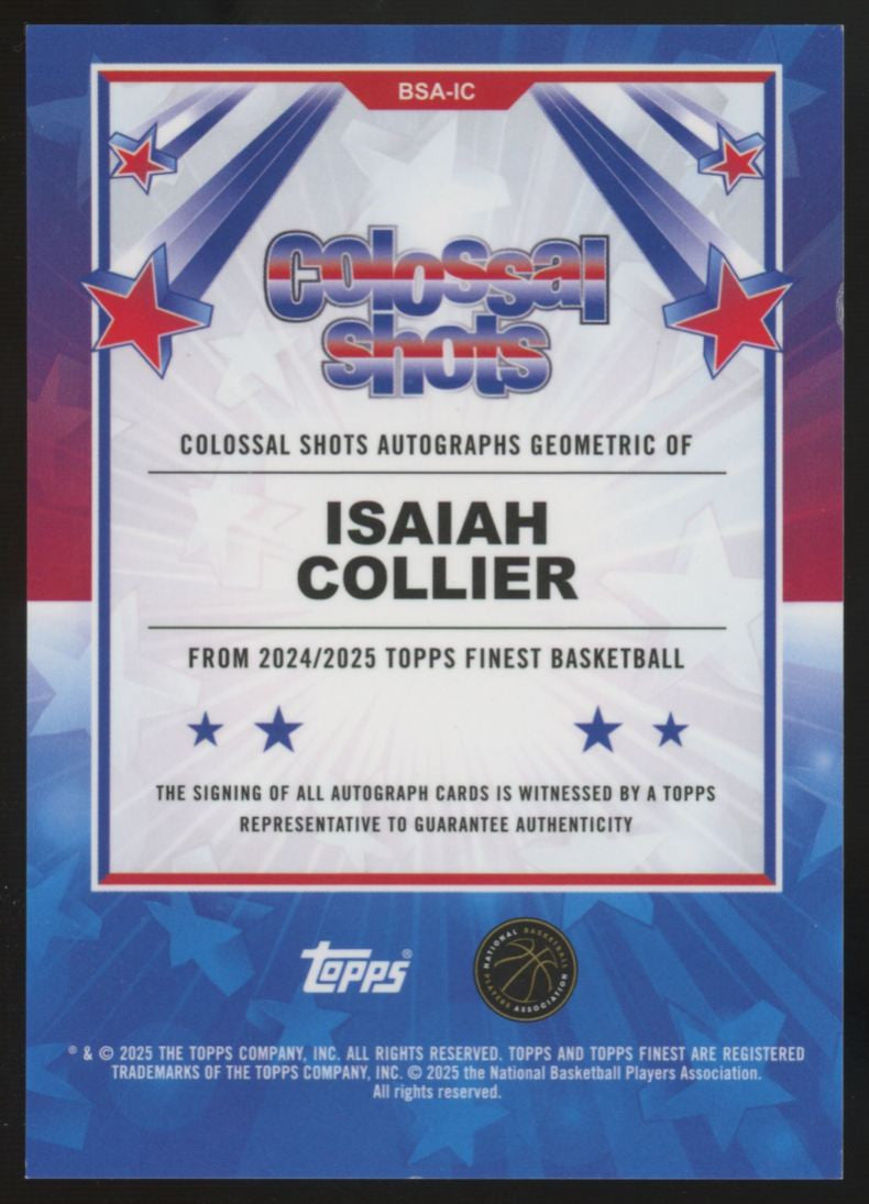 2024-25 Topps Finest Isaiah Collier Black Geometric Colossal Shots Auto /25