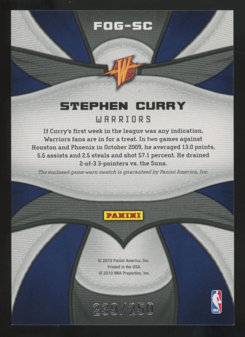 2009-10 Certified Stephen Curry RC Fabric Of The Game Patch /250 #FOG-SC