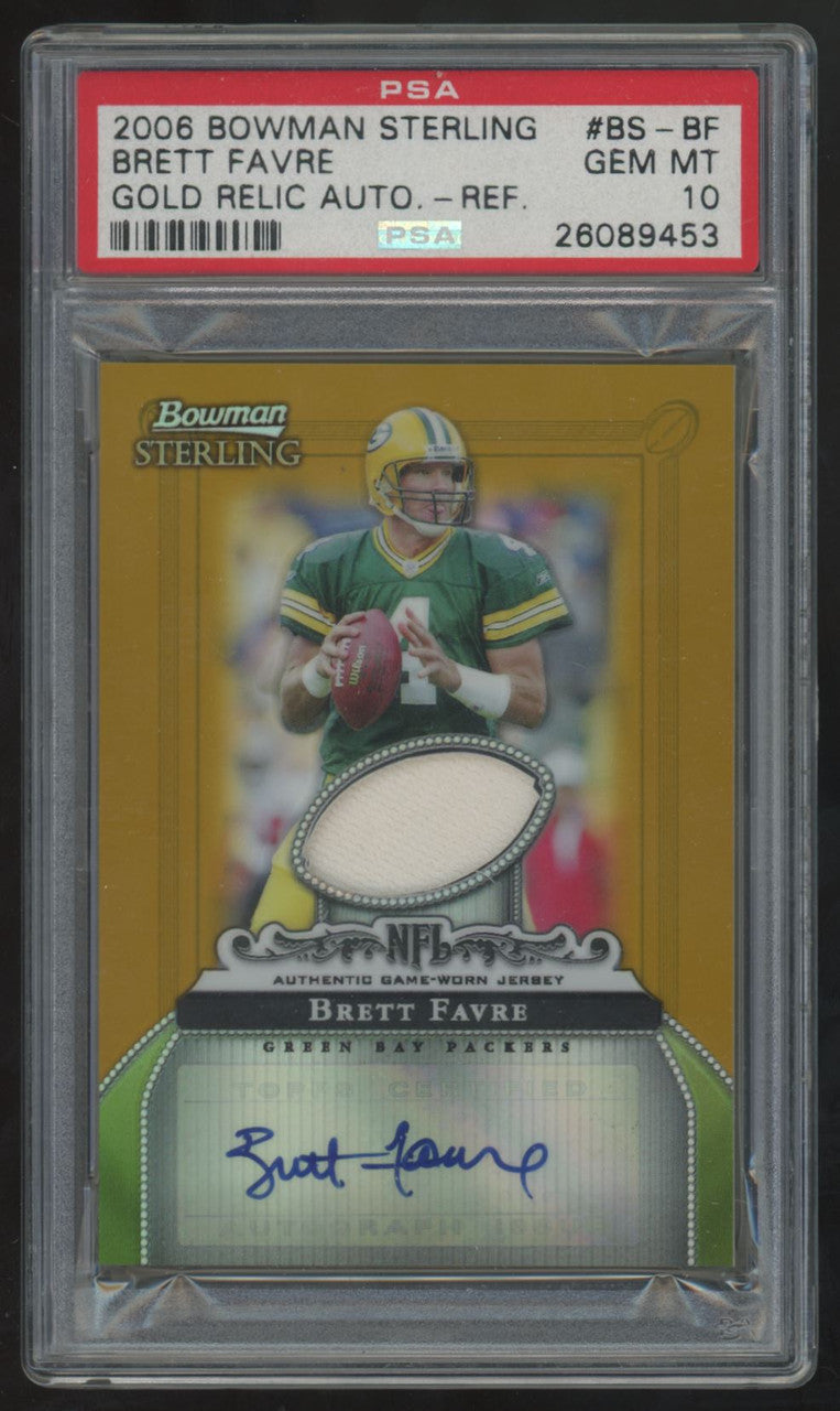 2006 Bowman Sterling Brett Favre Gold Refractor Patch Auto /50 #BS-BF PSA 10
