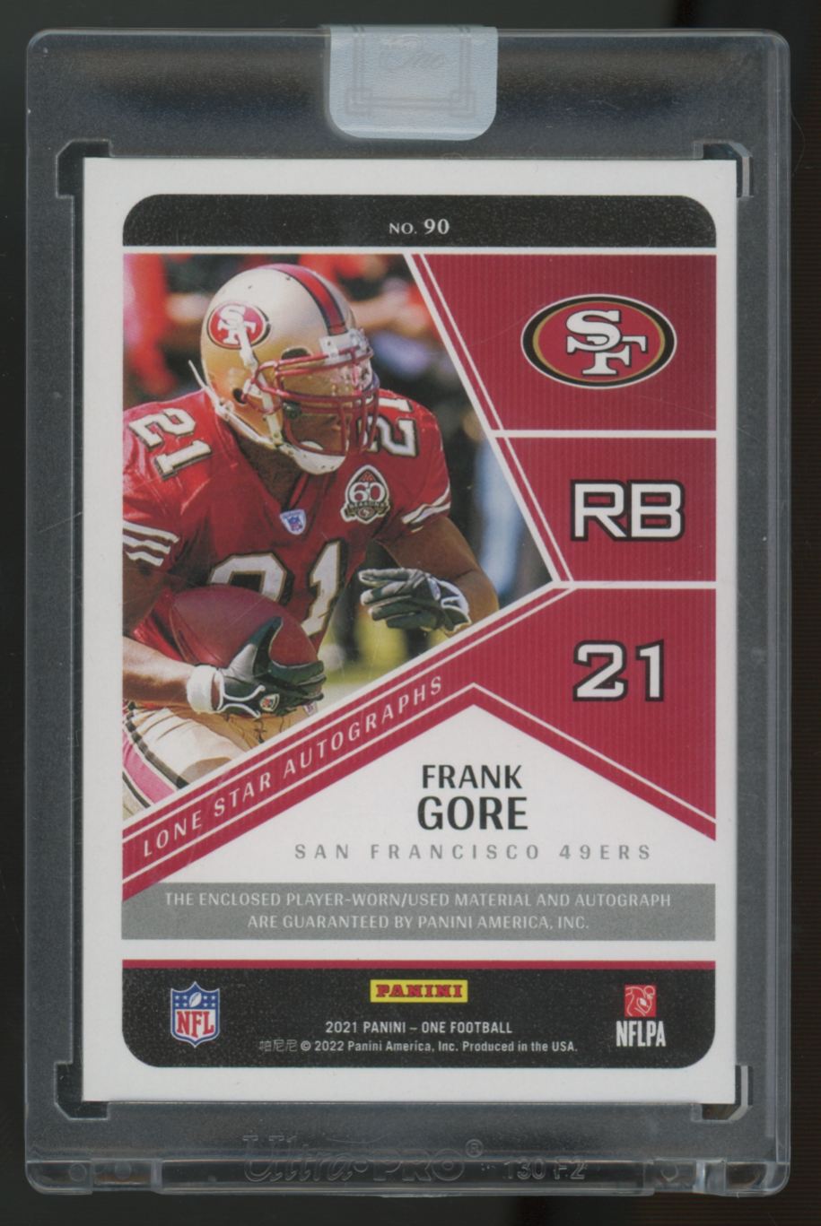 2021 Panini One Frank Gore Lone Star Auto Patch Red /15 #90