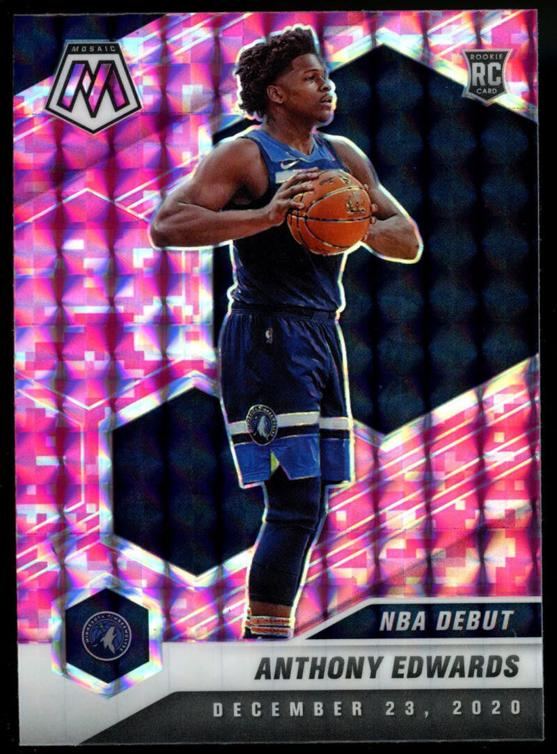 2020-21 Panini Mosaic Anthony Edwards Pink Camo Prizm RC #261