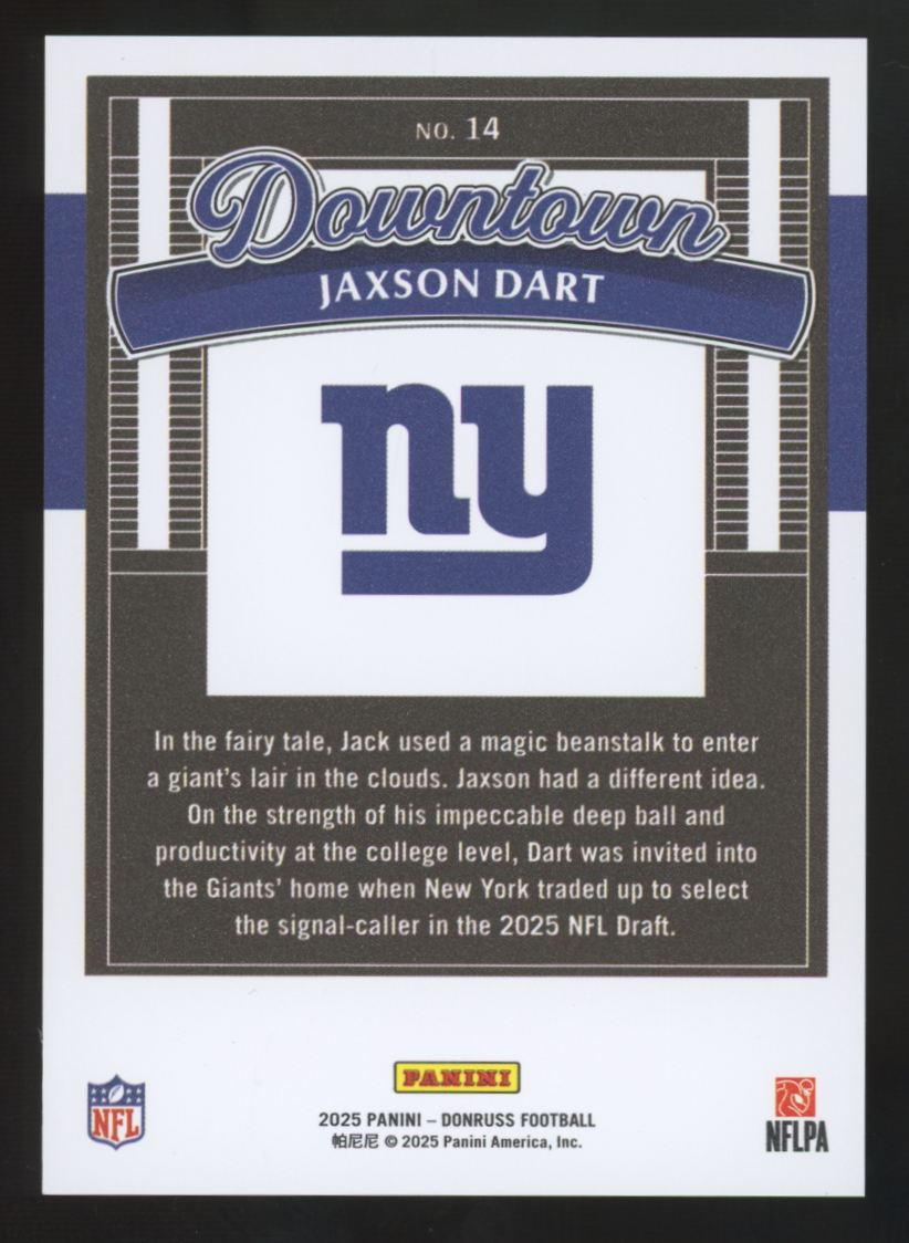 2025 Panini Donruss Jaxson Dart RC Downtown SSP #14