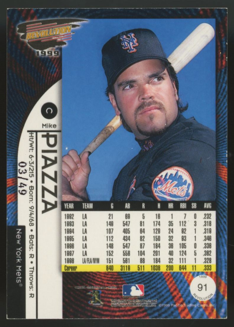 1999 Pacific Revolution Mike Piazza Premiere Date /49 #91