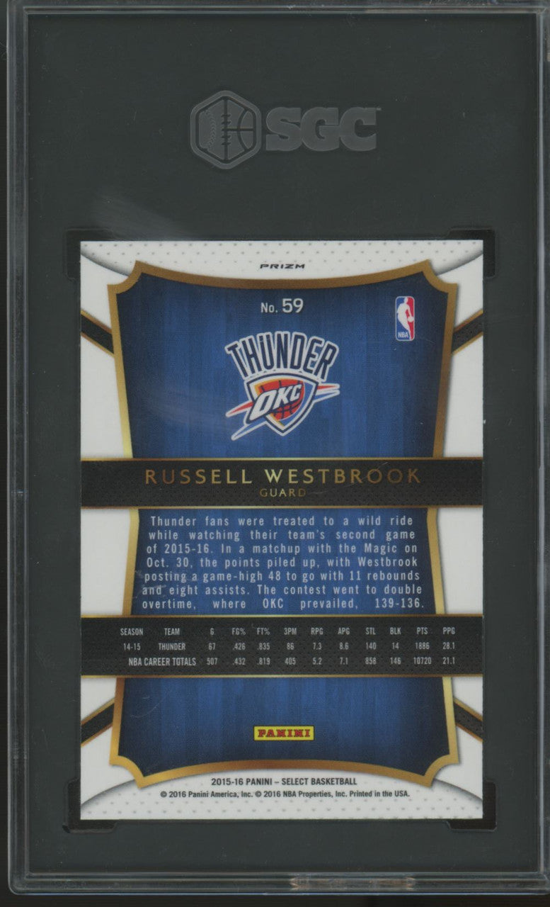 2015-16 Select Russell Westbrook Silver Prizm #59 SGC 10