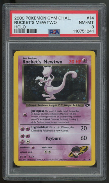 2000 Pokemon Rocket's Mewtwo Gym Challenge Holo #14 PSA 8