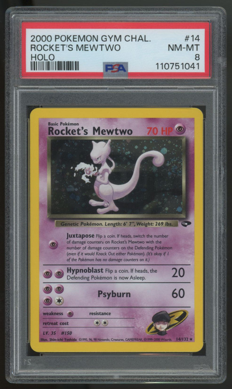 2000 Pokemon Rocket's Mewtwo Gym Challenge Holo #14 PSA 8