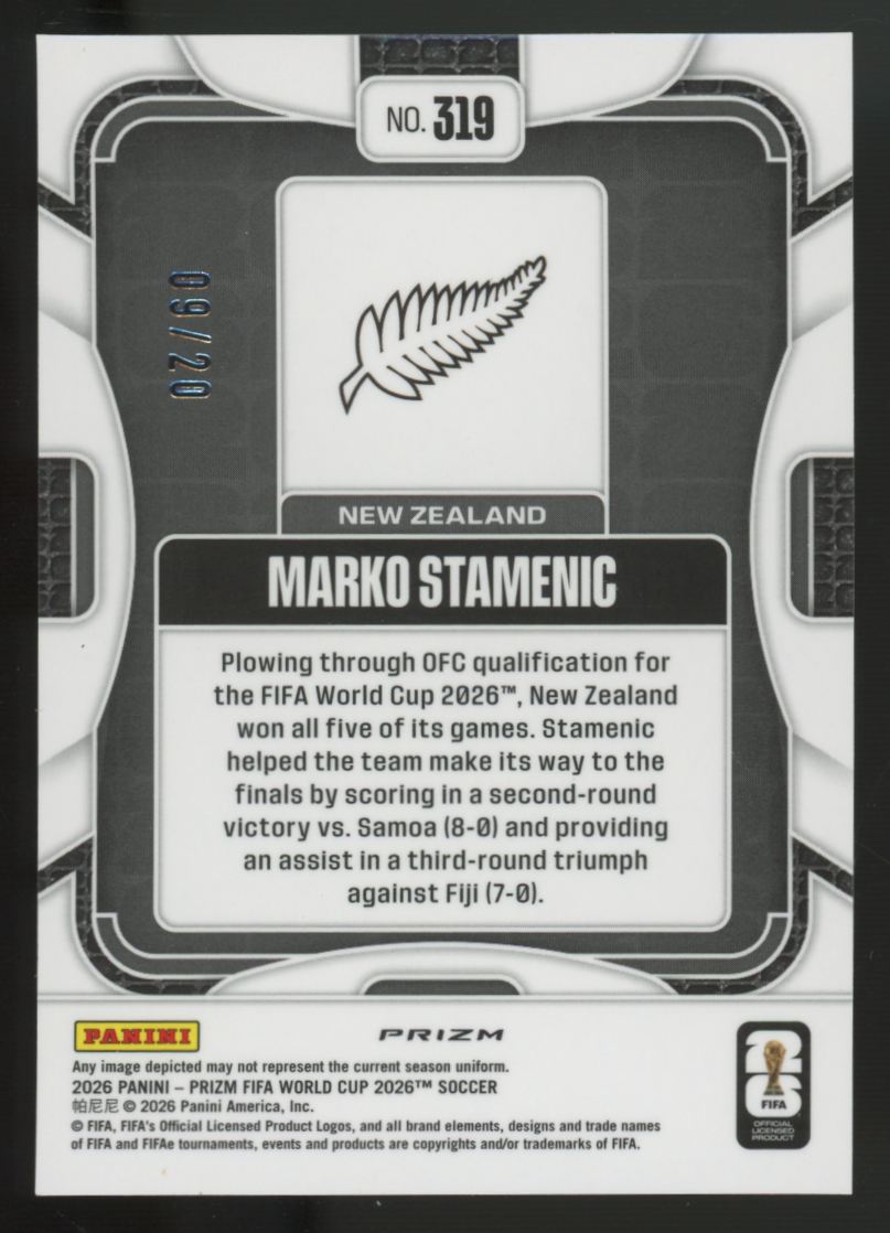 2025-26 Panini Prizm Marko Stamenic RC Cherry Blossom /20 #319