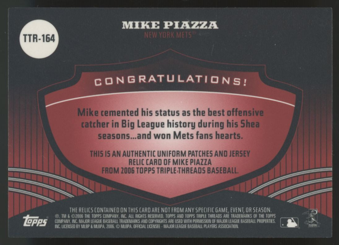2006 Topps Triple Threads Mike Piazza Triple Patch /18 #TTR-164