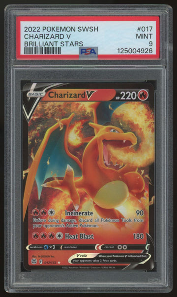 2022 Pokemon Charizard V Brilliant Stars Holo #017 PSA 9