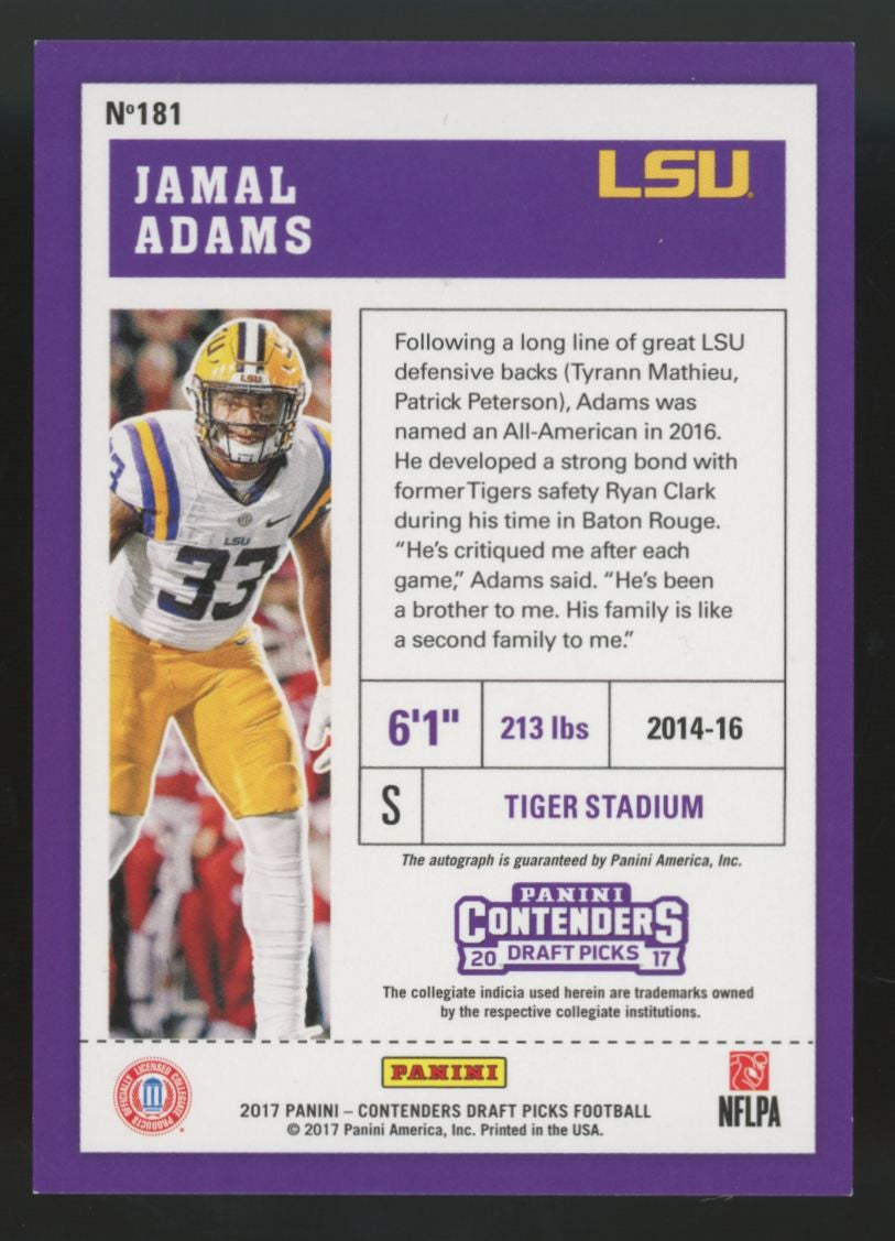 2017 Panini Contenders Draft Jamal Adams RC Bowl Ticket Auto /99 #181