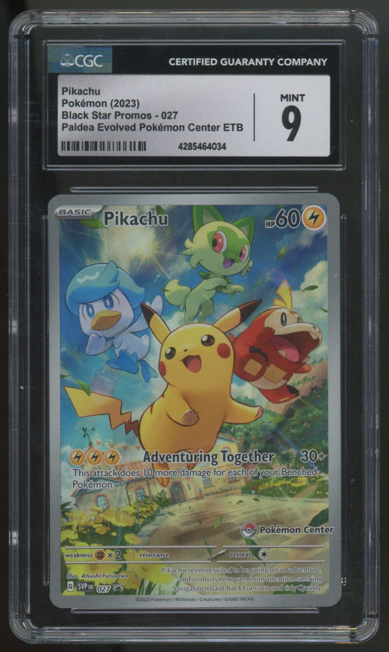 2023 Pokemon Pikachu Paldea Evolved Pokemon Center ETB Promo #027 CGC 9