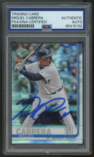 2019 Topps Chrome Miguel Cabrera Prism Refractor #115 Signed Auto PSA Auth