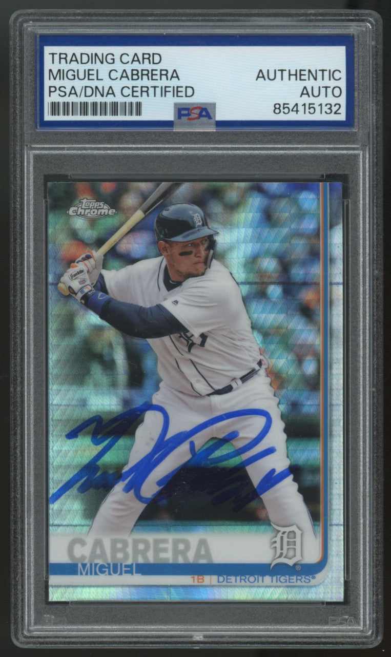 2019 Topps Chrome Miguel Cabrera Prism Refractor #115 Signed Auto PSA Auth