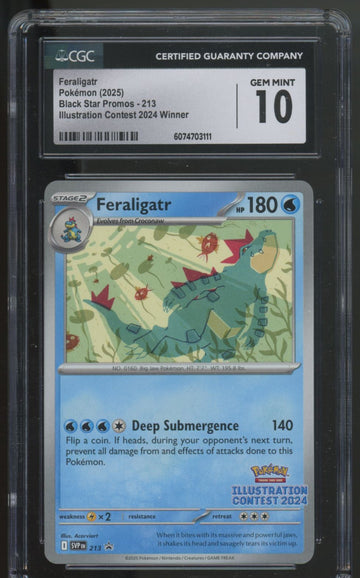 2025 Pokemon Feraligatr Illustration Contest Winner Promo #213 CGC 10