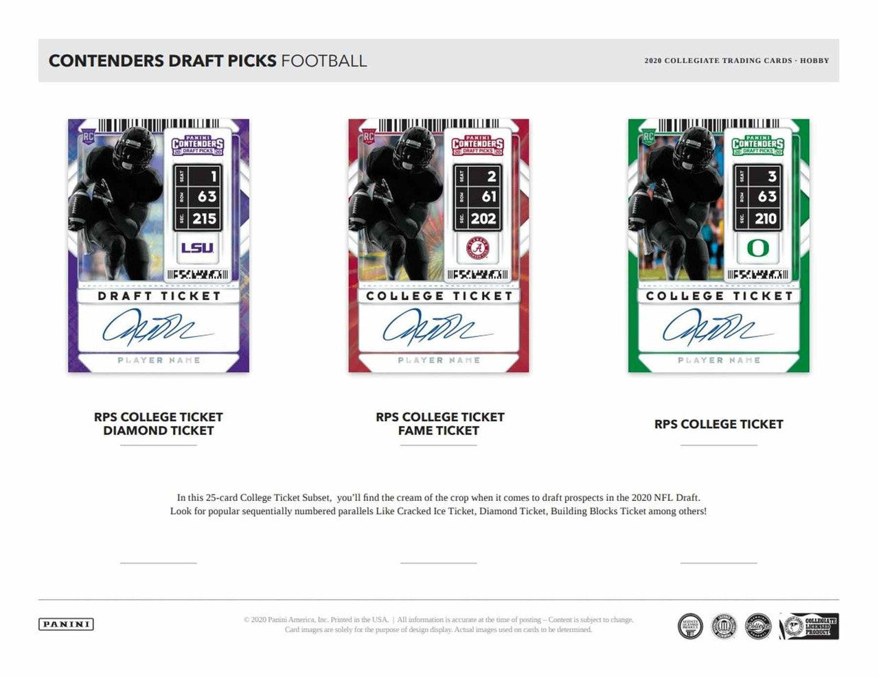 2020 Panini Contenders Draft Picks Football Hobby Box