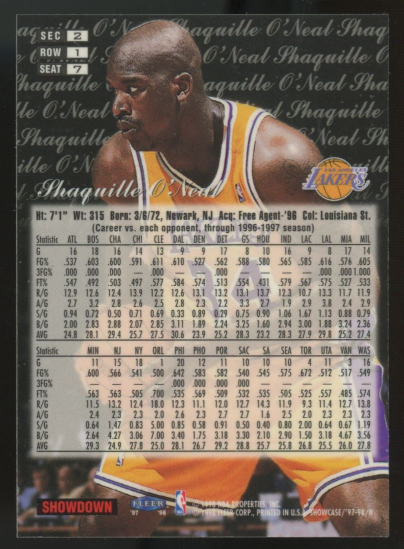 1997-98 Flair Showcase Shaquille O'Neal Row 1 #7