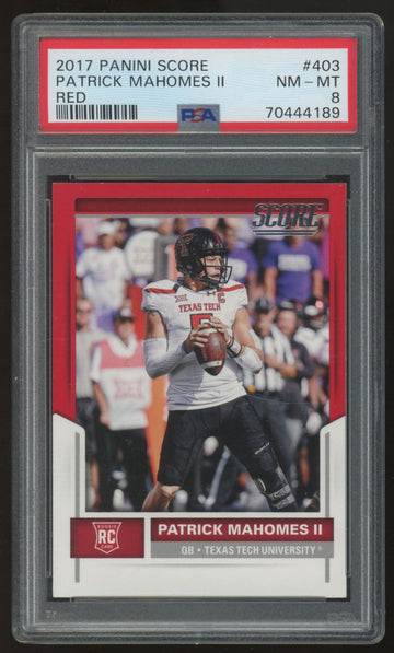 2017 Score Patrick Mahomes RC #403 Red PSA 8