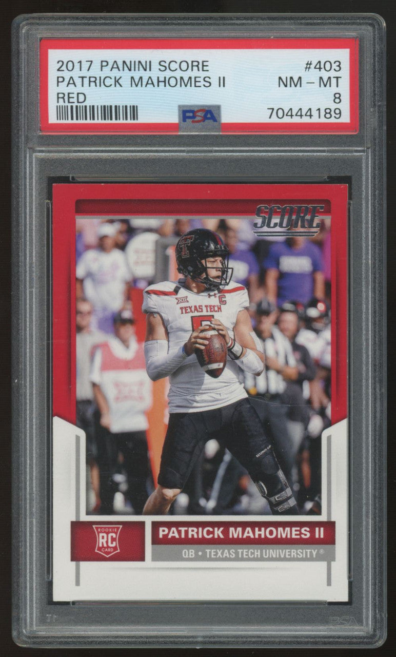 2017 Score Patrick Mahomes RC #403 Red PSA 8
