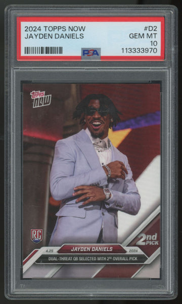 2024 Topps Now Jayden Daniels RC 2nd Overall Pick #D-2 PSA 10