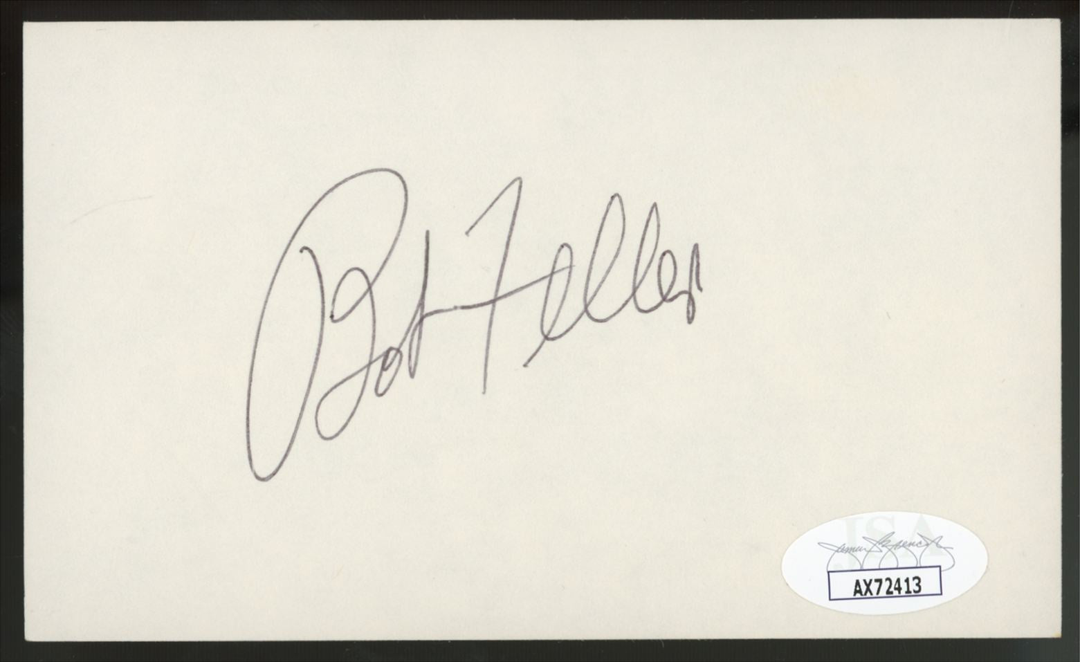 Bob Feller Signed Autographed Index Card JSA Authentic *413