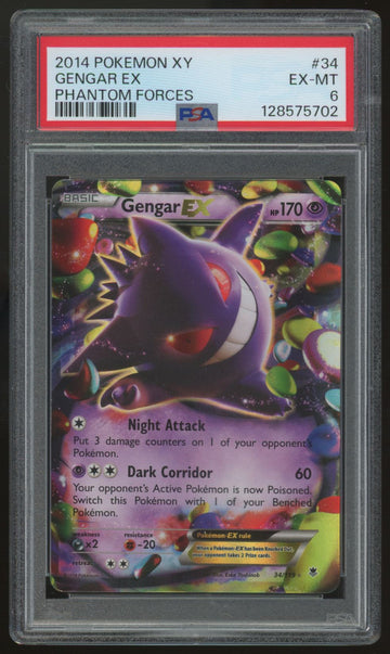 2014 Pokemon Gengar Phantom Forces Holo #34 PSA 6