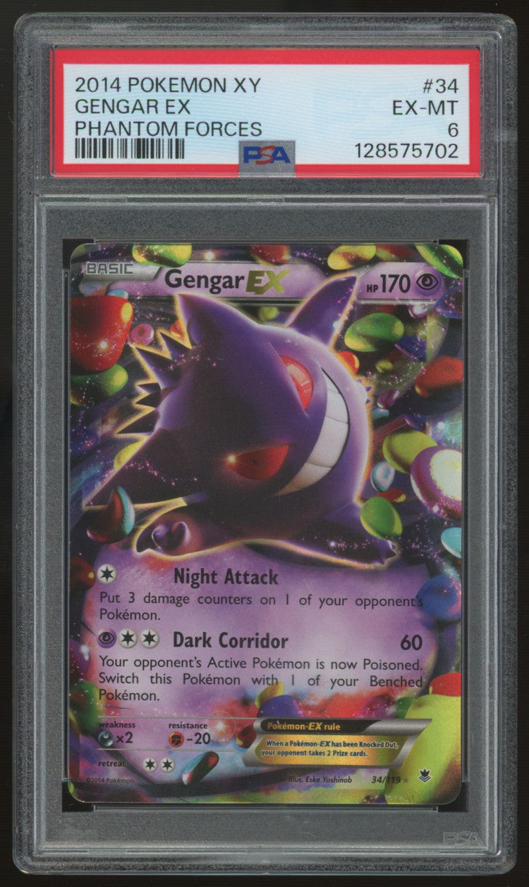 2014 Pokemon Gengar Phantom Forces Holo #34 PSA 6