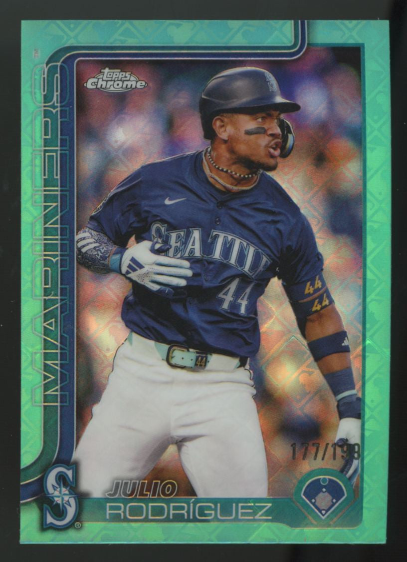 2025 Topps Chrome Logofractor Julio Rodriguez Aqua Refractor /199 #261