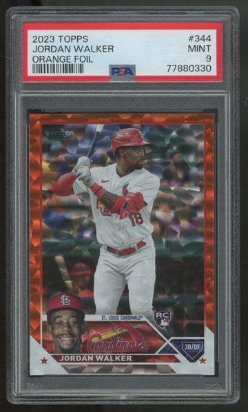 2023 Topps Jordan Walker RC Orange Foil /299 #344 PSA 9