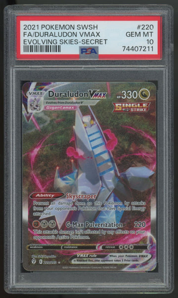 2021 Pokemon Duraludon VMAX Evolving Skies Secret #220 PSA 10