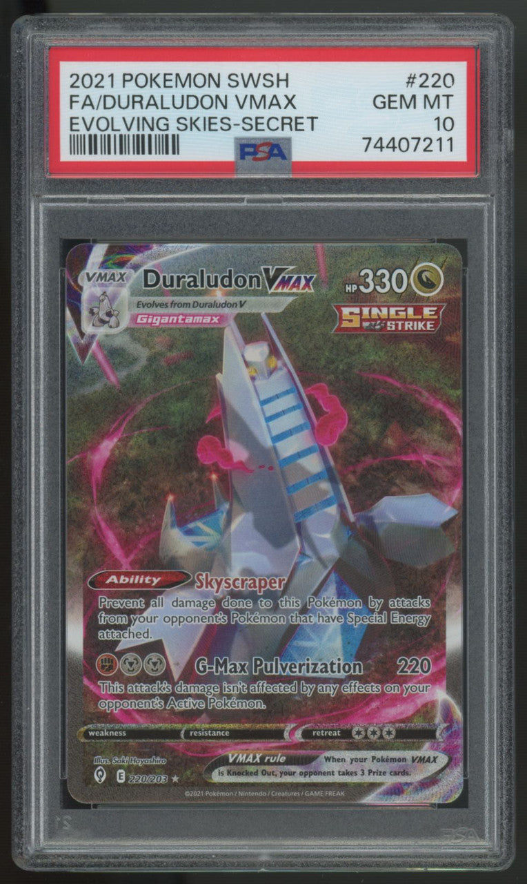 2021 Pokemon Duraludon VMAX Evolving Skies Secret #220 PSA 10